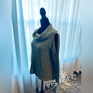 Cowl Neck Knit Sweater With Open Shoulder